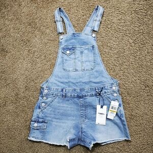 Wallflower Stretch Blue Jean Overall Shorts Shortalls Medium #S